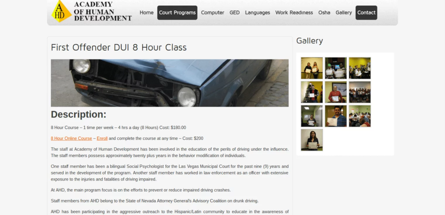 Vegas DUI Class Screenshot - Academy of Human Development