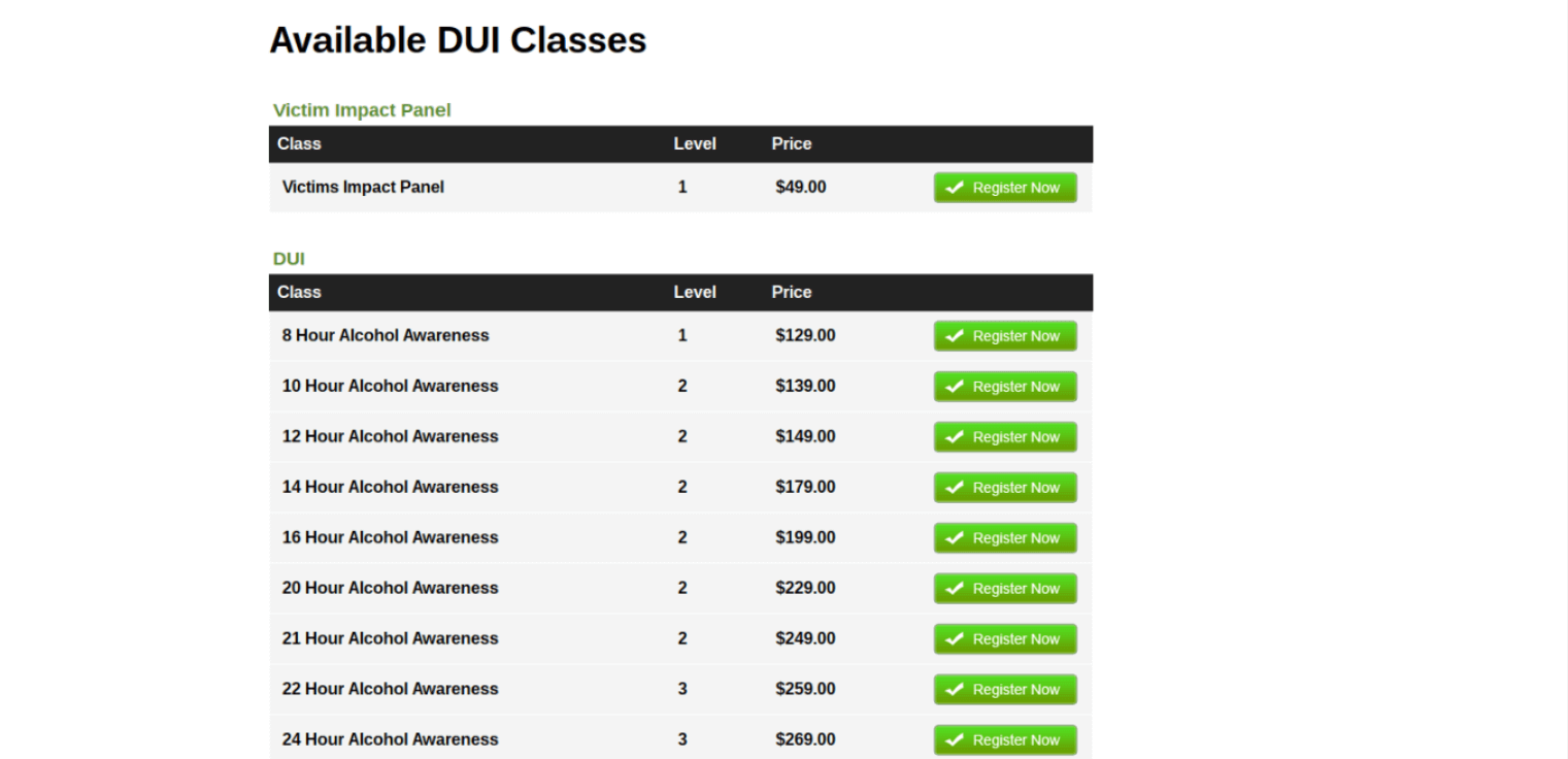 DUI Class in Nevada for $129