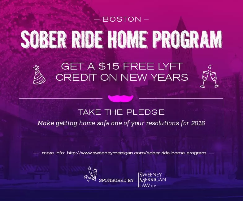 Sweeney Merrigan Law prevents Drunk Driving with $15 ride credit